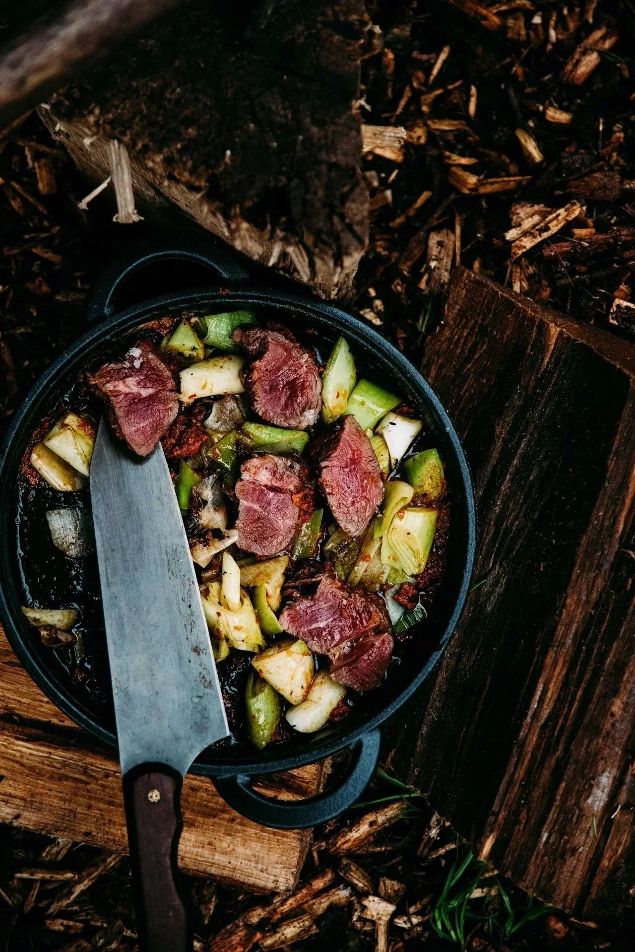 NDUJA BUTTERED LEEKS & VENISON STEAK