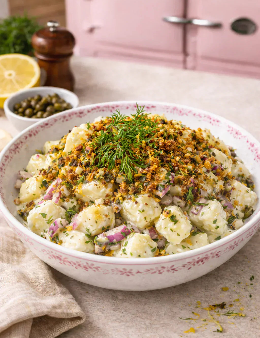 Potato Salad with Fennel Salami Pangrattato