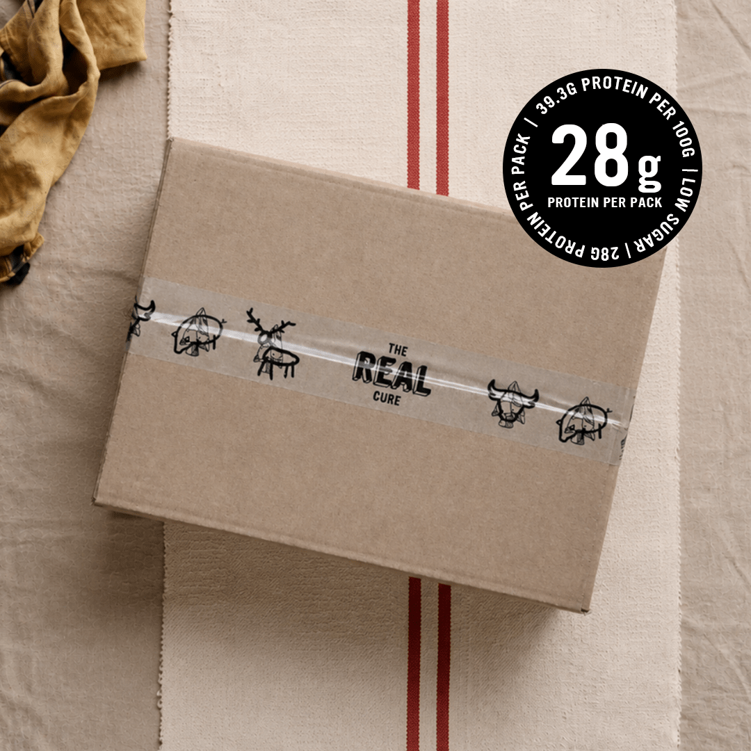 Closed case of Beef snacking salami case of 12