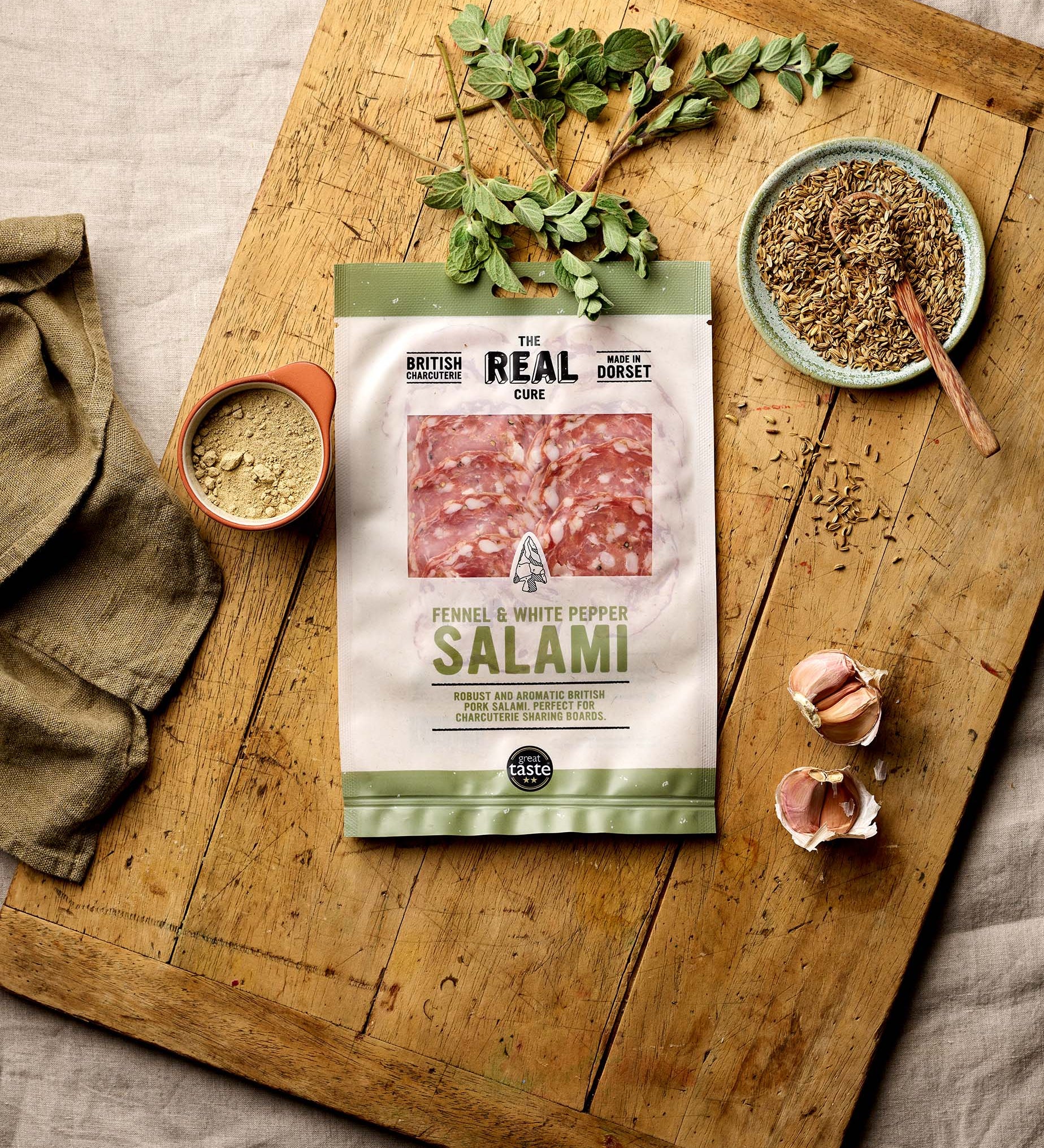 Fennel & White Pepper Salami Sliced - The Real Cure