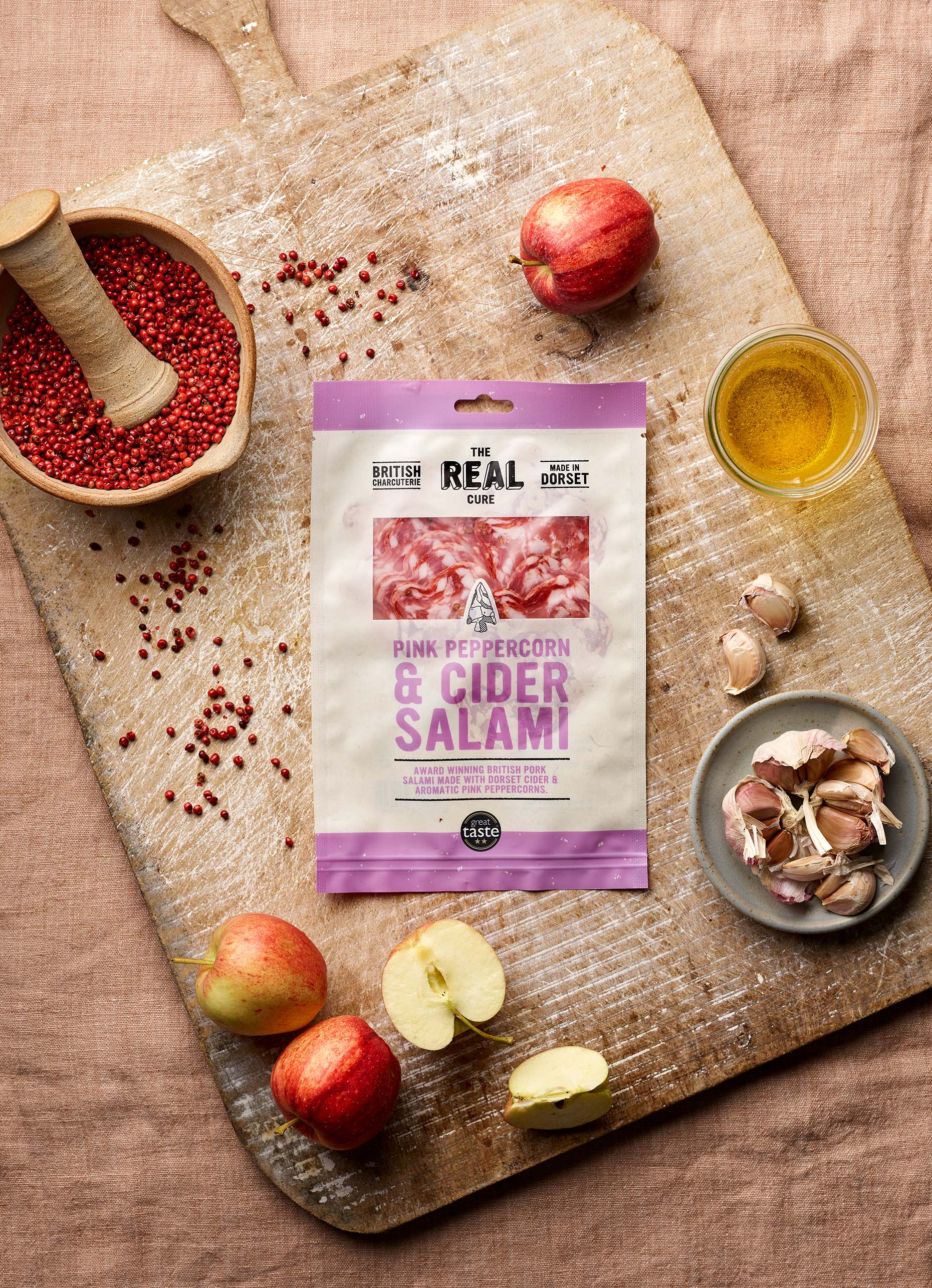 Pink Peppercorn & Purbeck Cider Salami Sliced - The Real Cure